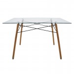 Mesa Oslo cristal rectangular nogal